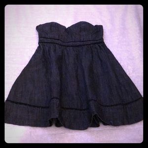 Forever 21 Dark Denim Strapless Dress SZ S